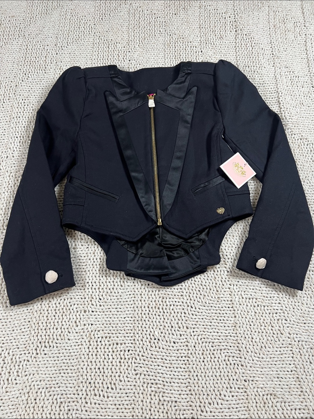 Juicy Couture Navy Tux Blazer with Satin Trim